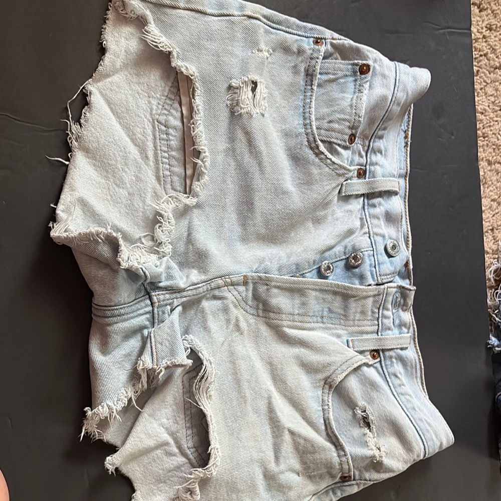 Levi's Light Blue Distressed Jean Shorts